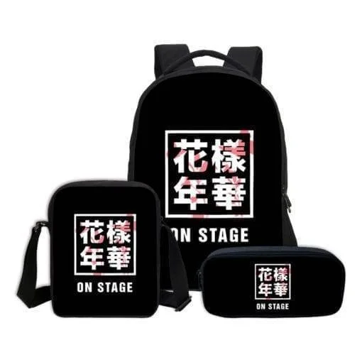 BTS Letter Print Backpack Backpack cb5feb1b7314637725a2e7: black|J-Hope|Jin