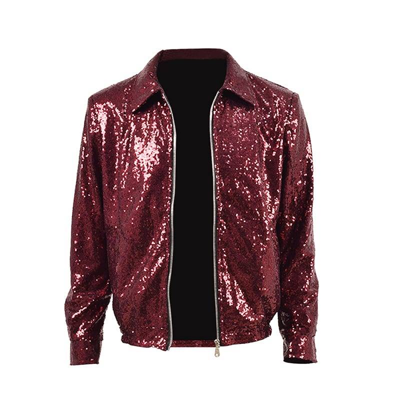 Btsmerchshop 방탄소년단 Jungkook ''Fake Love'' Red Sequin Jacket (Size: XXL, Color: Bruno Mars)