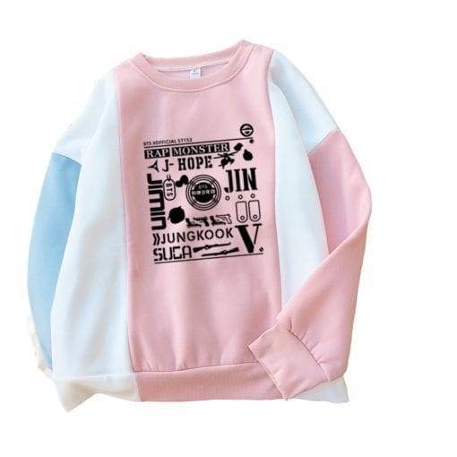 Chic O-neck Casual Streetwear Bangtan Fashion Sweatshirts cb5feb1b7314637725a2e7: Blue|Pink