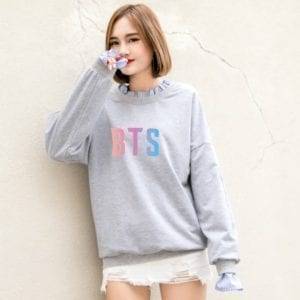 BTS Letters Printed Splicing Sweatshirt Sweatshirts  