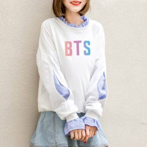 BTS Letters Printed Splicing Sweatshirt Sweatshirts