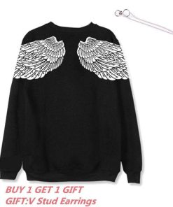 Bangtan Boys Wings Sweatshirt + V Stud Earrings(1pcs) Bangtan Fashion Sweatshirts cb5feb1b7314637725a2e7: Thickened for Winter|Thin for Spring
