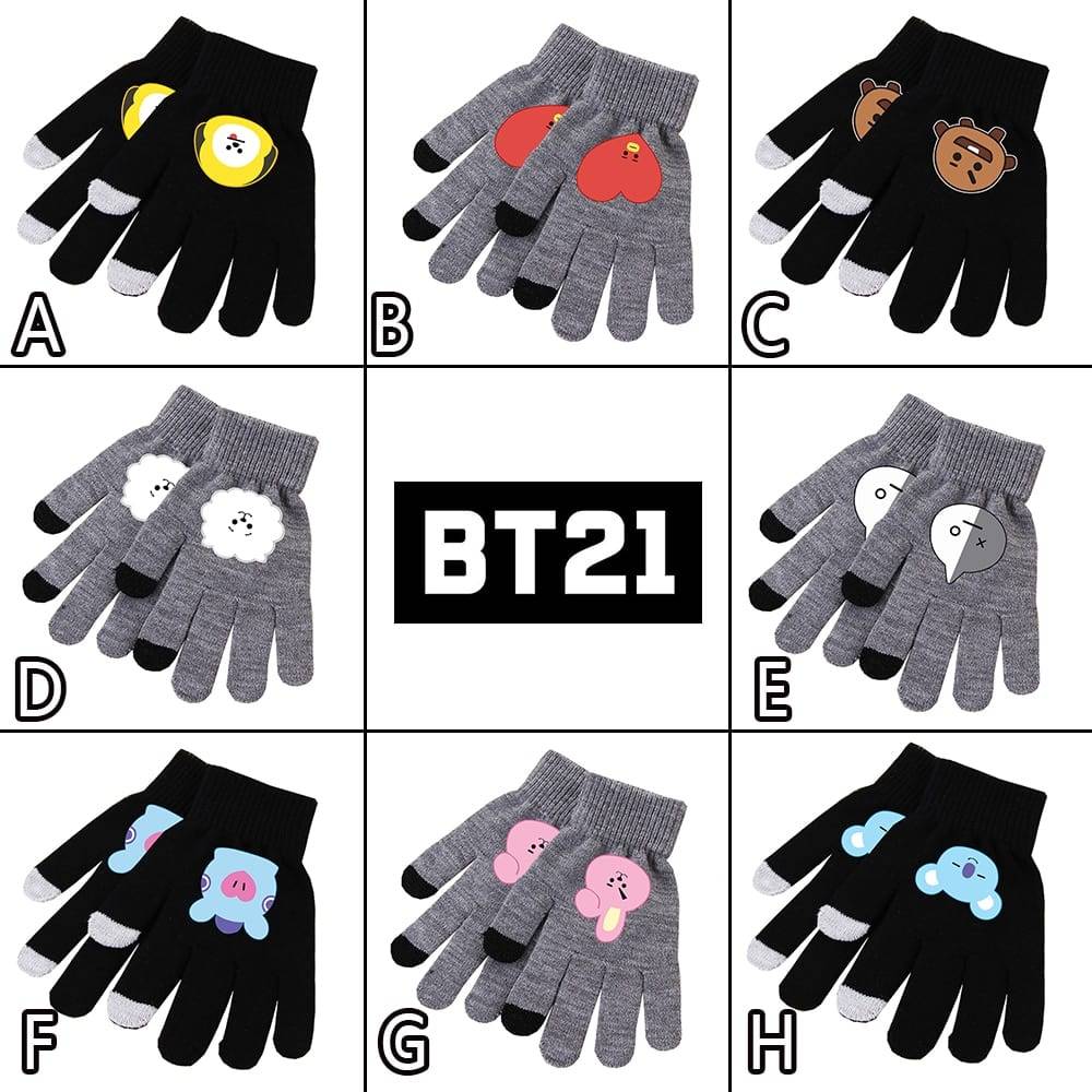BTS] BT21 Winter Knitted Doll Mitten Touchscreen Gloves - Free Ship w/  Tracking