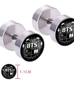 1.1cm Bangtan Boys Symbol Silver Stainless Steel Earrings Accessories Brooch Other Accessories Brand Name: ohcomics