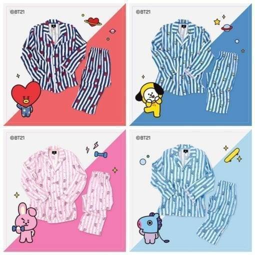 BT21 Bantan Boys Cotton Pajamas Set Accessories BT21 Pajamas & Sleepwear cb5feb1b7314637725a2e7: Jimin-blue|jungkook-pink|V-navy