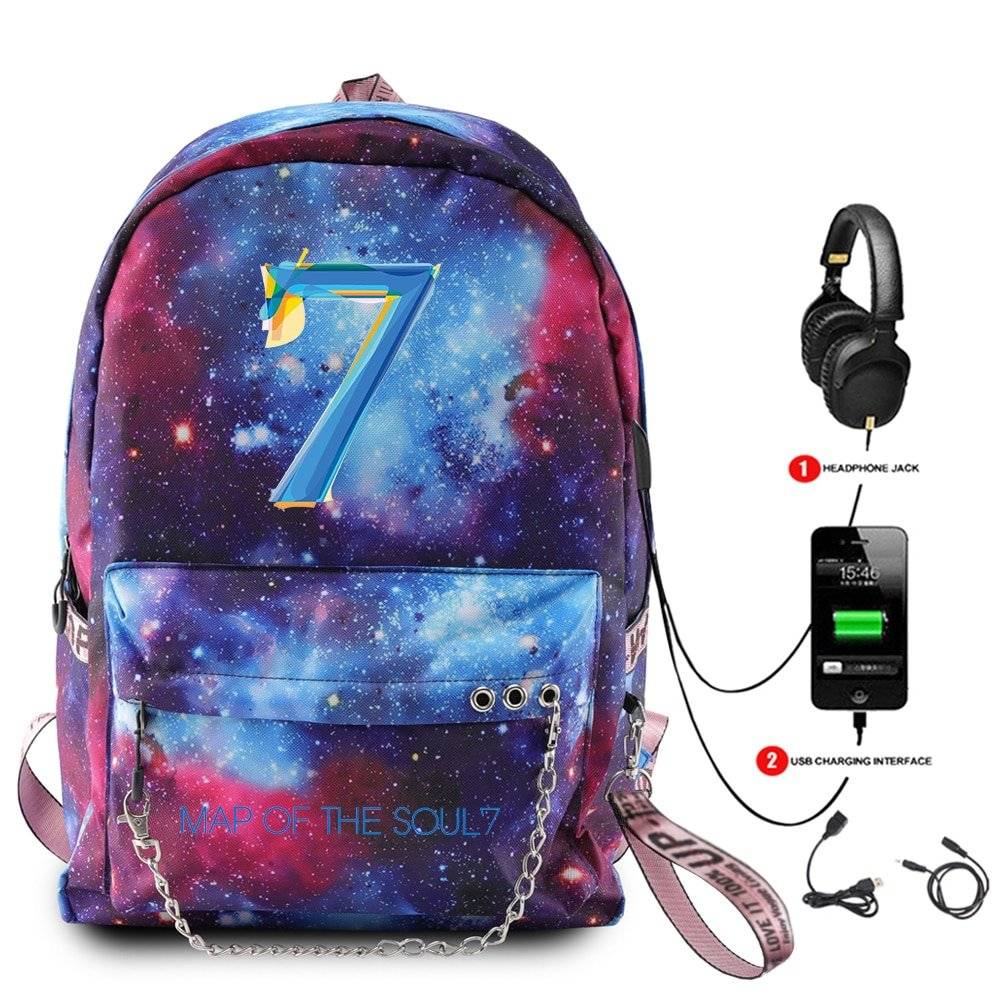 BTS MERCH SHOP  Map of the soul 7 Backpack - Usb Rechargeable
