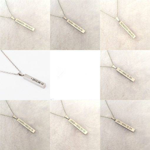 Pendant Chain Necklace Bangtan Fashion Necklace Metal Color: BT|JHOPE|JIMIN|JIN|JUNGKOOK|RM|SUGA|V