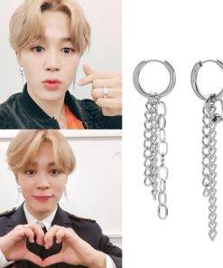 방탄소년단 JIMIN Long Chain Earrings Bangtan Fashion Earring Metal Color: 1 Piece A|1 Piece B|1 Pc A and 1 Pc B
